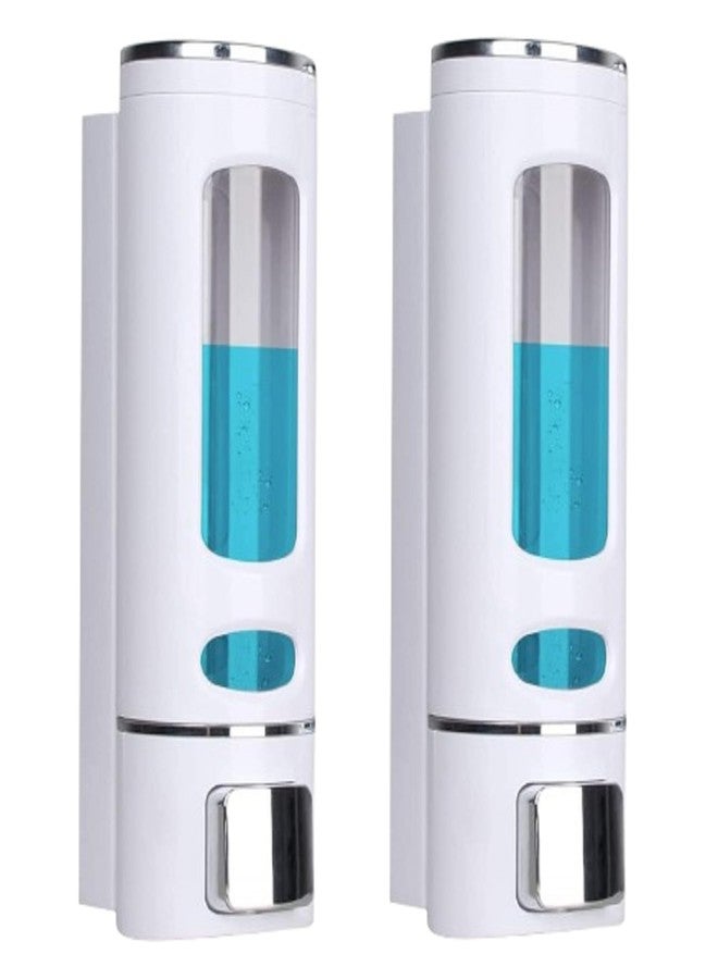 JAGGER JAG340 ABS Plastic Wall Mounted Liquid Soap/Shampoo/Conditioner/Hand Wash Gel Dispenser for Bathroom Basin Kitchen Sink [ Combo Pack of - 2 ] (Capsule [ White/White ]) - Image 1